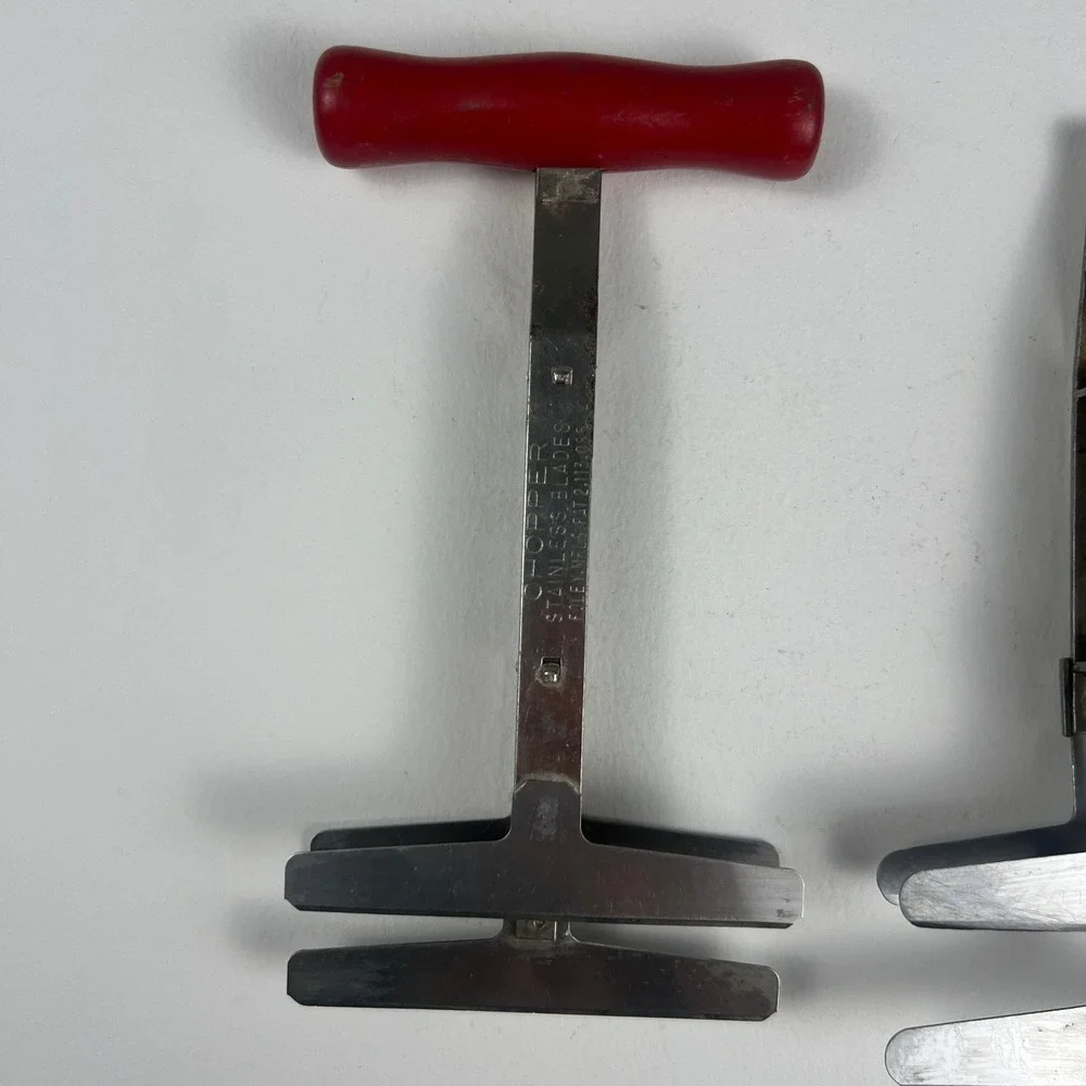 Foley Food Chopper Set 2 Kitchen Tool Wood Handle Stainless Steel Vintage 7.75